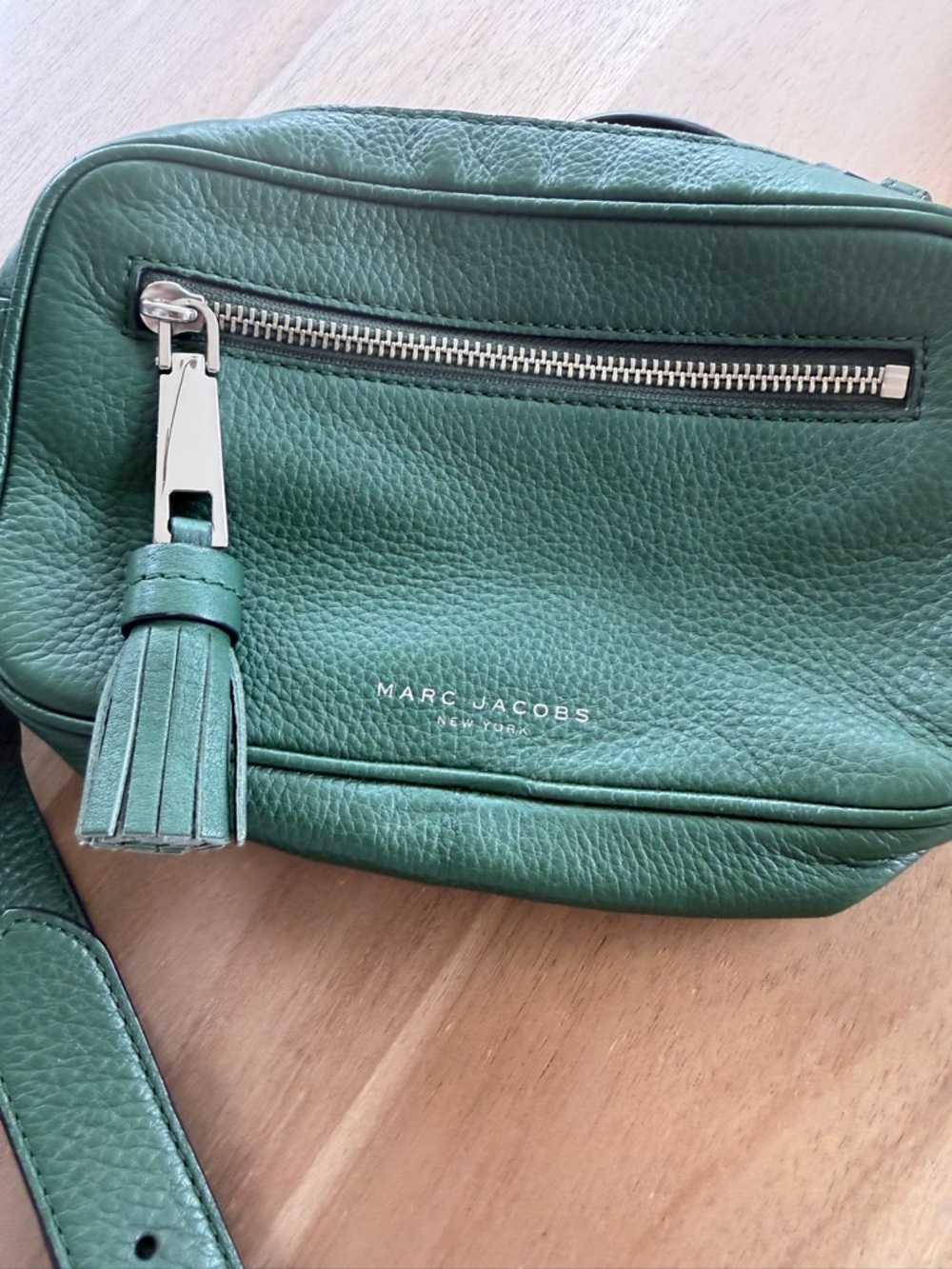 Marc Jacobs Forest Green Pebbled Leather Crossbody with Tassel